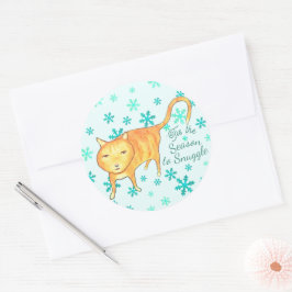 Warm Fuzzies & Winter Flurries Christmas Cat Runder Aufkleber
