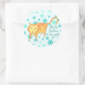 Warm Fuzzies & Winter Flurries Christmas Cat Runder Aufkleber (Tasche)