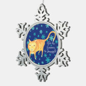 Warm Fuzzies & Winter Flurries Christmas Cat Schneeflocken Zinn-Ornament (Rechts)