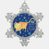 Warm Fuzzies & Winter Flurries Christmas Cat Schneeflocken Zinn-Ornament (Vorderseite)