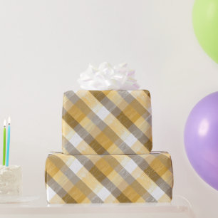 Warm Gelb Braun Herbst Karo Honig Karomuster Geschenkpapier