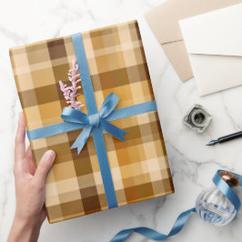 Warm Gelb Braun Herbst Karo Honig Karomuster Geschenkpapier