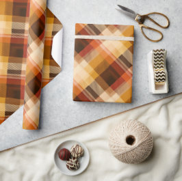 Warm Gelb Braun Herbst Karo Honig Karomuster Geschenkpapier