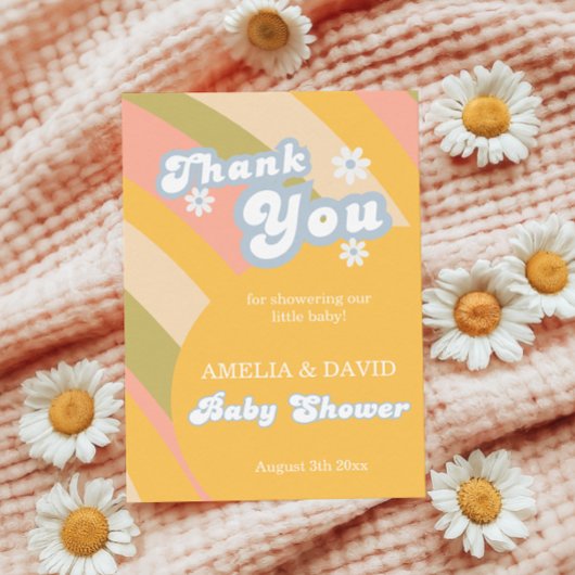 Warm-Gelb Retro Vielen Dank, dass Sie Vivid signie Dankeskarte