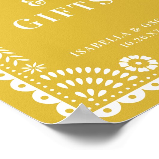Warm-Gelbes Papel Picado Hochzeitszeichen Poster (Ecke)