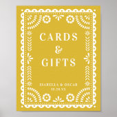 Warm-Gelbes Papel Picado Hochzeitszeichen Poster (Vorne)