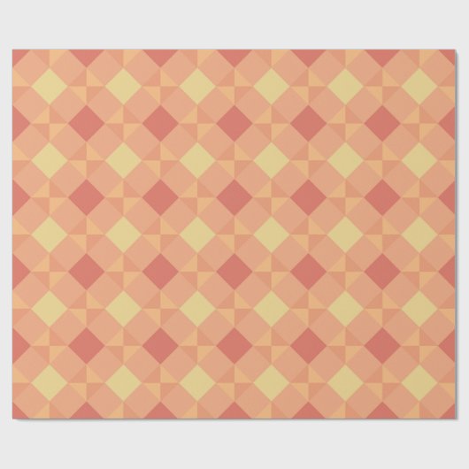 Warm Geometric Diamond Pattern in Peach & Terracot Geschenkpapier (Flach)