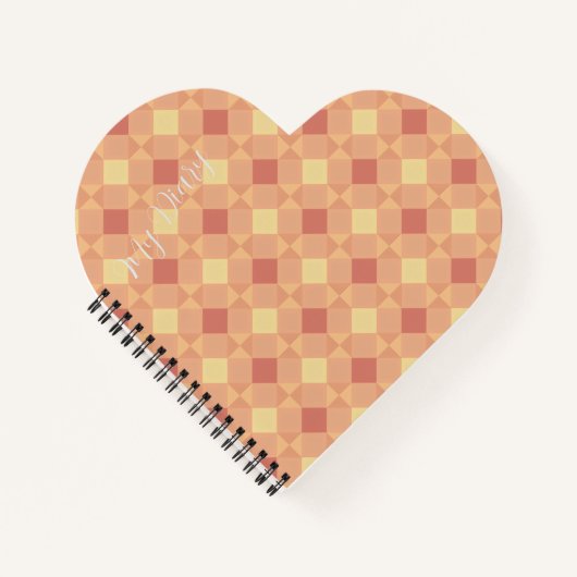 Warm Geometric Diamond Pattern in Peach & Terracot Notizblock (Vorderseite)