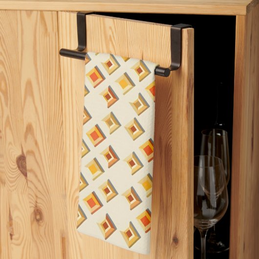 Warm getöntes geprägtes geometrisches Diamantmuste Geschirrtuch (Drittel gefaltet)