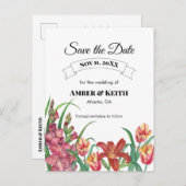 Warm Gladioli Tulip Lily Wedding Save the Date Ankündigungspostkarte (Vorne/Hinten)