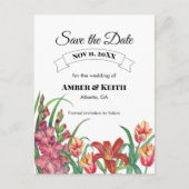 Warm Gladioli Tulip Lily Wedding Save the Date Ankündigungspostkarte (Vorderseite)
