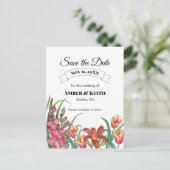 Warm Gladioli Tulip Lily Wedding Save the Date Ankündigungspostkarte (Stehend Vorderseite)
