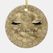 Warm Gold Glam Glitzer Glitz Eyelashes Keramik Ornament (Vorne)
