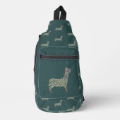 Warm Gold Gradient Paw Print Dog Silhouette Fabric Crossbody Bag (Vorderseite)