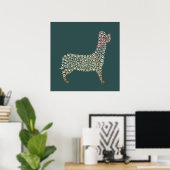 Warm Gold Gradient Paw Print Dog Silhouette Fabric Poster (Heimbüro)