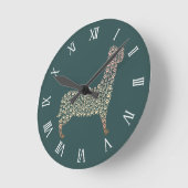 Warm Gold Gradient Paw Print Dog Silhouette Fabric Runde Wanduhr (Winkel)