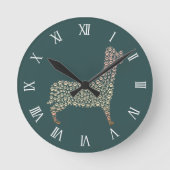 Warm Gold Gradient Paw Print Dog Silhouette Fabric Runde Wanduhr (Vorderseite)