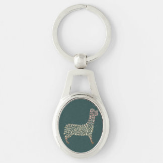 Warm Gold Gradient Paw Print Dog Silhouette Fabric Schlüsselanhänger