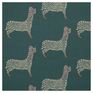 Warm Gold Gradient Paw Print Dog Silhouette Fabric Stoff