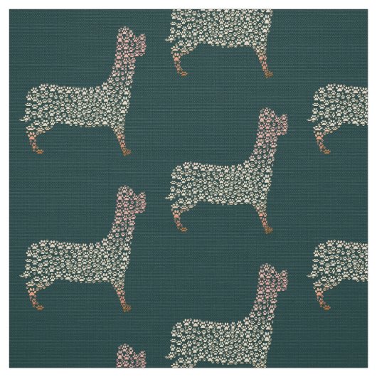 Warm Gold Gradient Paw Print Dog Silhouette Fabric Stoff (Muster)