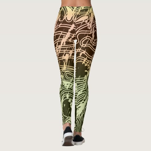 Warm Gradient Topographic Contour Map Leggings (Rückseite)