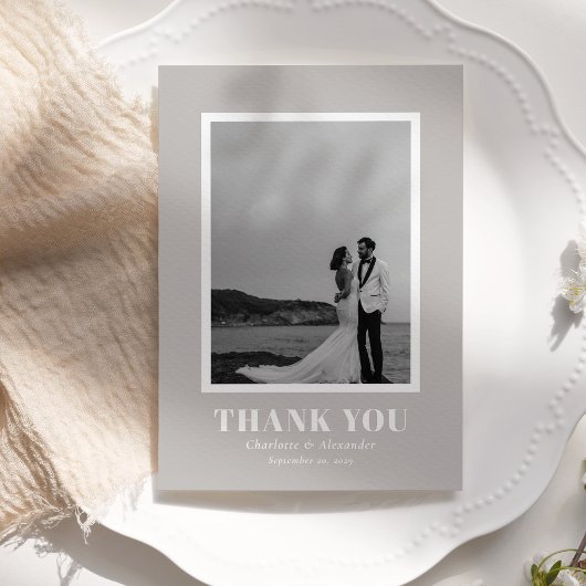 Warm Gray Modern Bold Typografy Wedding Vielen Dan Dankeskarte