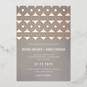Warm Gray Südwest Gleam Wedding Rose Gold Folieneinladung (Vorderseite)