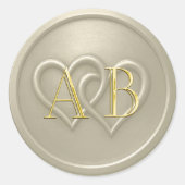 Warm Gray Zwei Herzen Verflochtene Hochzeit Runder Aufkleber (Vorderseite)