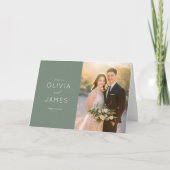 Warm Green Elegant Photo Collage Dankeskarte (Vorderseite)