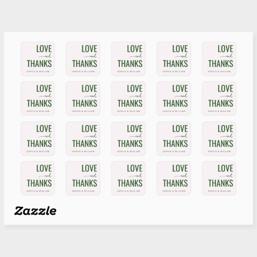 Warm Green Minimalist Wedding Stickers (Blatt)
