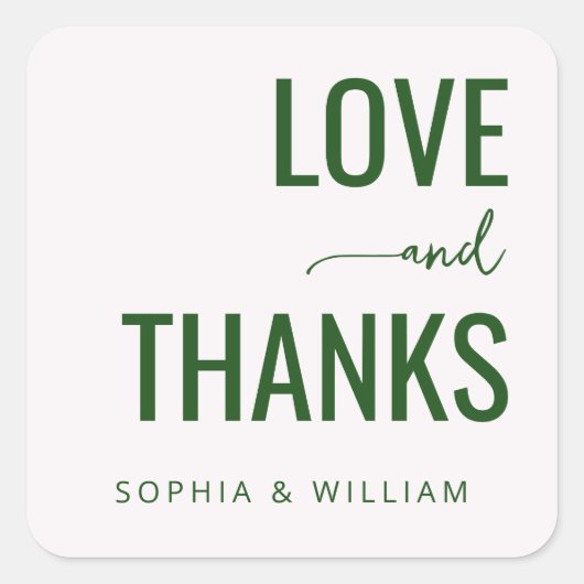 Warm Green Minimalist Wedding Stickers (Vorderseite)