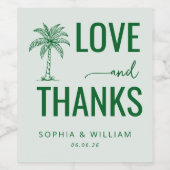 Warm Green Palm Tree Love Thanks Weinetikett (Einzelnes Label)