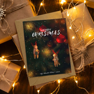 Warm handbemaltes Rentier-Ornament Weihnachten Dankeskarte
