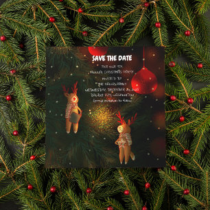 Warm handbemaltes Rentier-Ornament Weihnachten  Save The Date