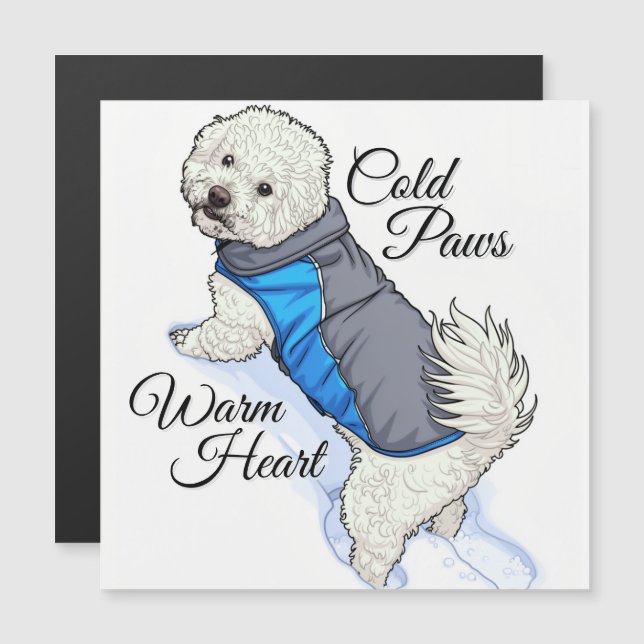 Warm Heart Snow Bichon Magnetic Card Magnetkarte (Vorne/Hinten)