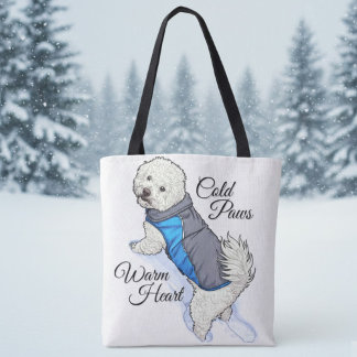 Warm Heart Snow Bichon Tote Tasche