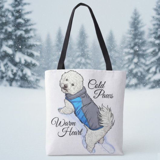 Warm Heart Snow Bichon Tote Tasche