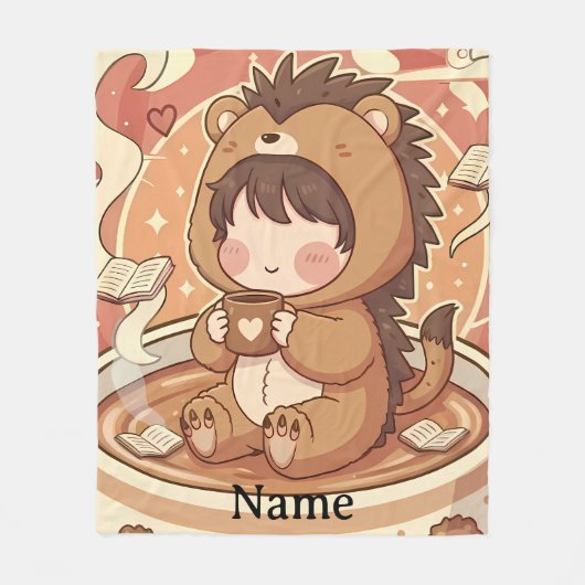Warm Hedgehog Brew Cozy Fleece Blanket (Vorderseite)