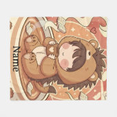Warm Hedgehog Brew Cozy Fleece Blanket (Vorderseite (Horizontal))