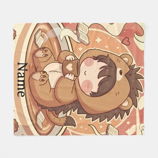 Warm Hedgehog Brew Cozy Fleece Blanket (Vorderseite (Horizontal))