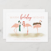 Warm Holiday Flamingos Feiertagskarte (Vorne/Hinten)