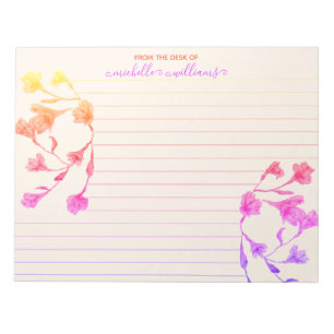 Warm Hues Watercolor-Blume Liniert Notizblock