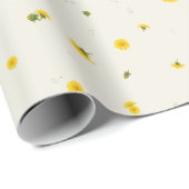 Warm Ivory Japanese Dandelion Floral Pattern Geschenkpapier (Rolleneckpunkt)