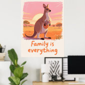 Warm Kangaroo Family Sunset Art Poster (Heimbüro)