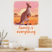 Warm Kangaroo Family Sunset Art Poster (Küche)