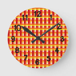 Warm Kariert Runde Wanduhr