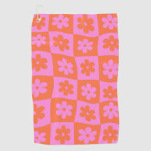 Warm karierte Retro-Blume Rosa Orange