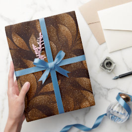 Warm Kupfer Metallisch Braunes Glitter-Muster Geschenkpapier