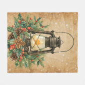 Warm lantern christmas holly pine rustic cozy  fleecedecke (Vorderseite (Horizontal))