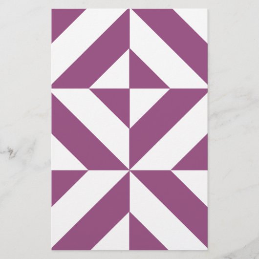 Warm Lila geometrischer Deko Cube Briefpapier (Vorderseite)